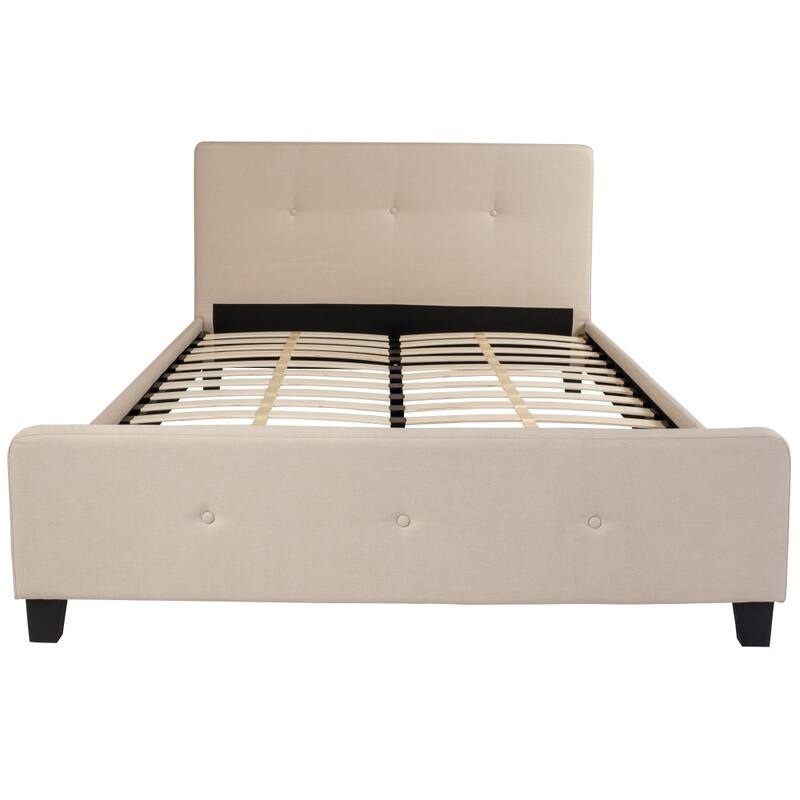 Button Tufted Upholstered Casual Style Platform Bed