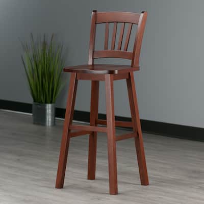 Fina Swivel Seat Bar Stool, Walnut - 16.38 x 18.82 x 43.68 inches