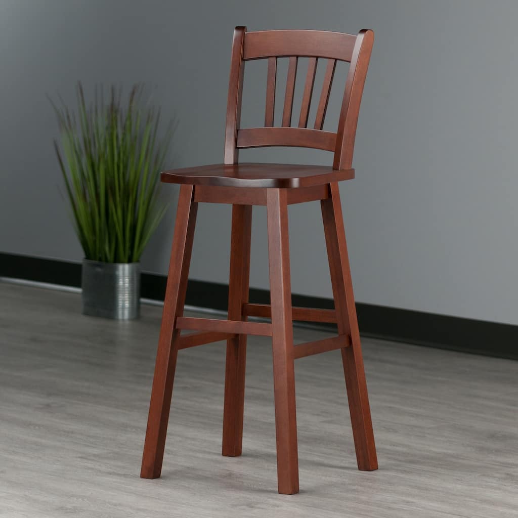 Fina Swivel Seat Bar Stool, Walnut - 16.38 x 18.82 x 43.68 inches