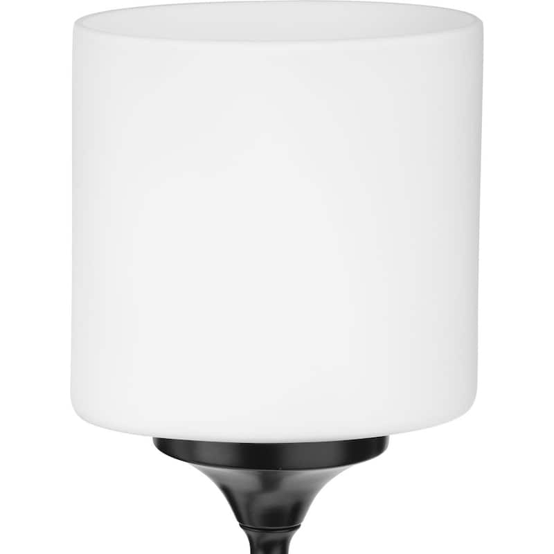 Lynzie Collection Two-Light Matte Black Etched Opal Glass Modern Bath Vanity Light - 14.5 in x 5.625 in x 11.125 in
