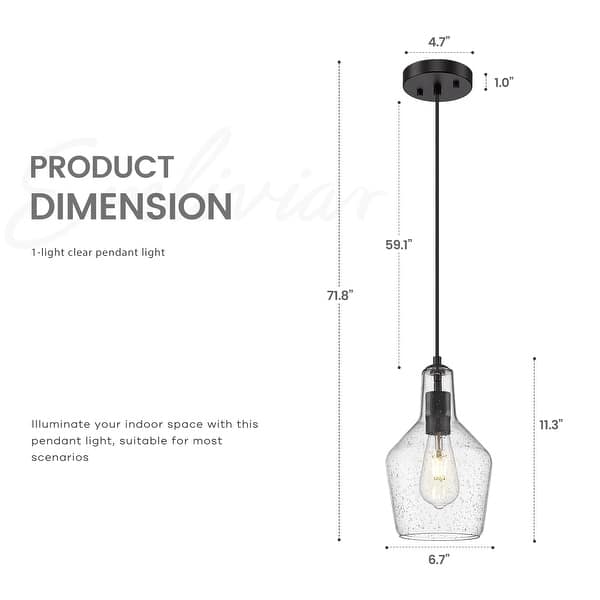 dimension image slide 2 of 4, 1-Light Adjustable Kitchen Pendant Light