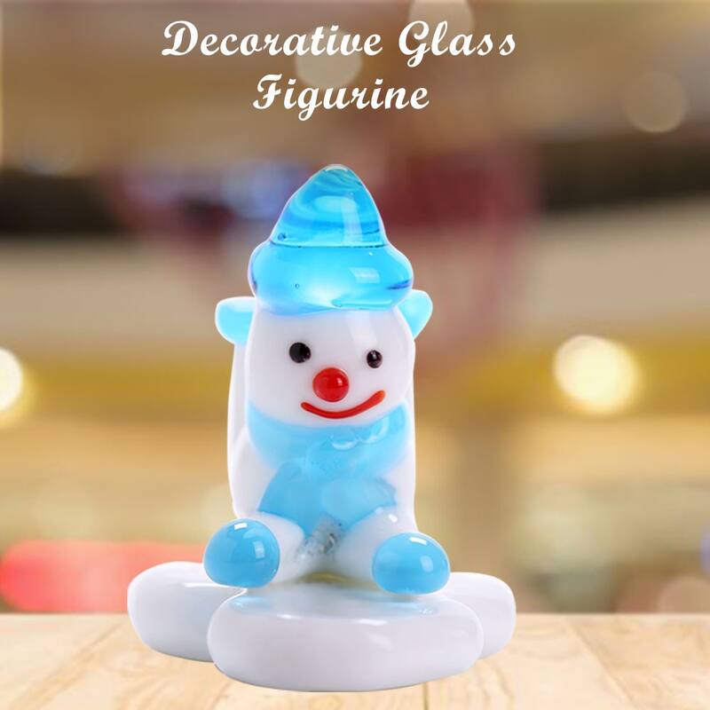 Matashi Murano Christmas Winter Decorative Glass Snowman Figurine, Home Decorative Showpiece Christmas Gift and Ornament (Blue)