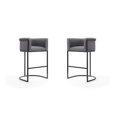 Manhattan Comfort Cosmopolitan 37.8 in. Black Metal Barstool (Set of 2)