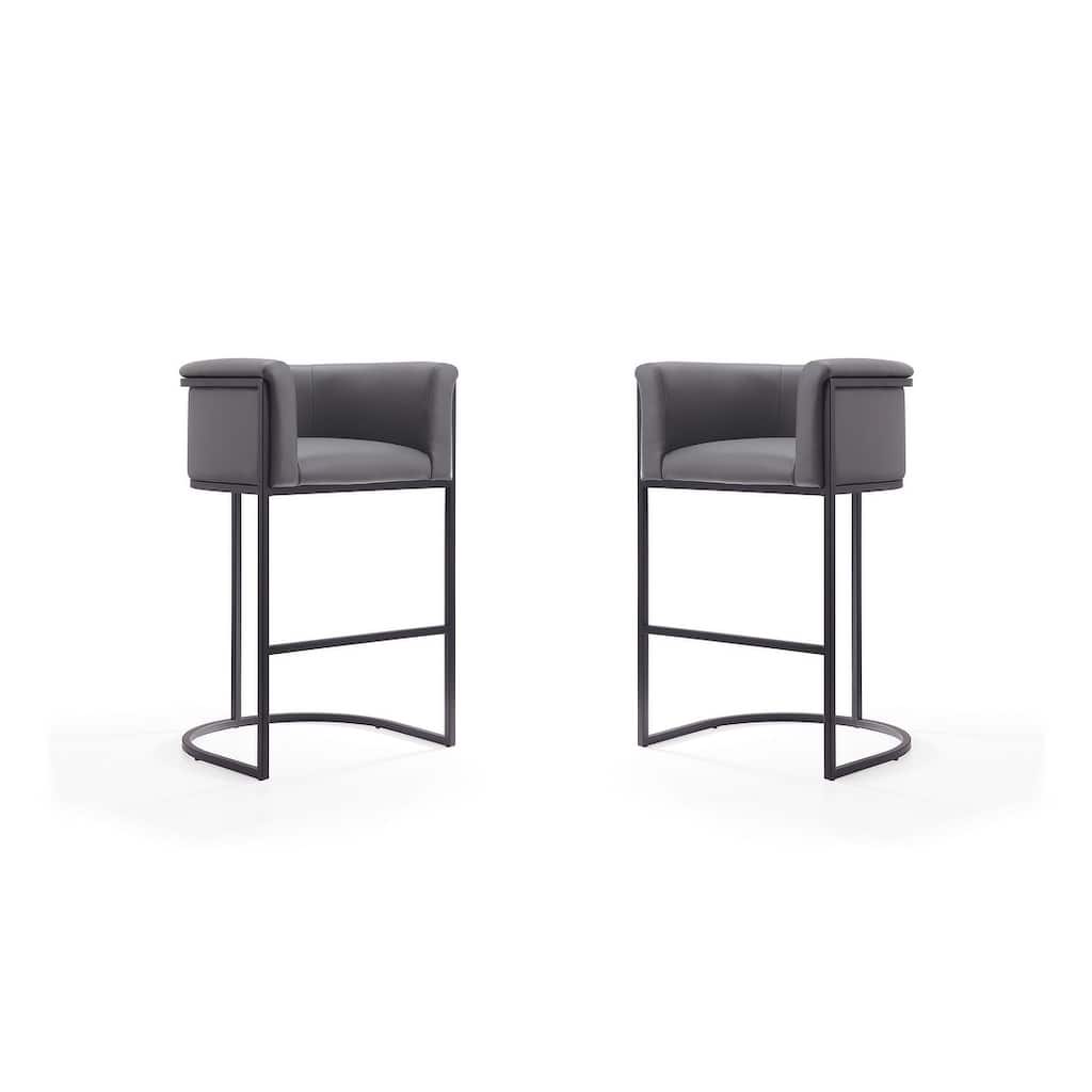 Manhattan Comfort Cosmopolitan 37.8 in. Black Metal Barstool (Set of 2)