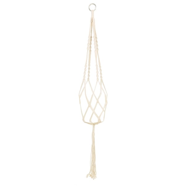 Macrame Vintage Knotted Flower Pot Plant Hanger Indoor Outdoor Basket Handmade Braided Rope 39.4"Length - Beige. Opens flyout.