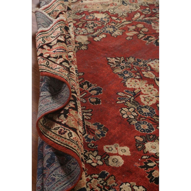 Mahal Persian Antique Area Rug Hand-Knotted Floral Wool Carpet - 8'11"x 12'3"