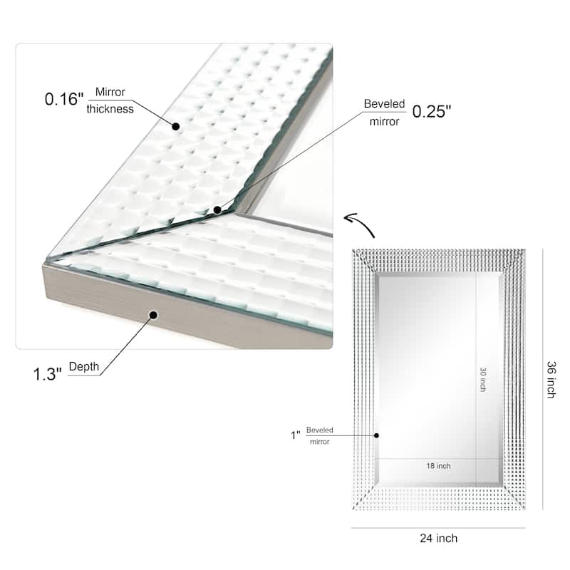 Bling Beveled Glass Rectangle Wall Mirror - Clear