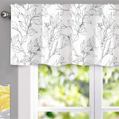 DriftAway Ryan Sketch Flower Floral Branch Leaves Lined Window Curtain Valance - 52'' width x 14'' length