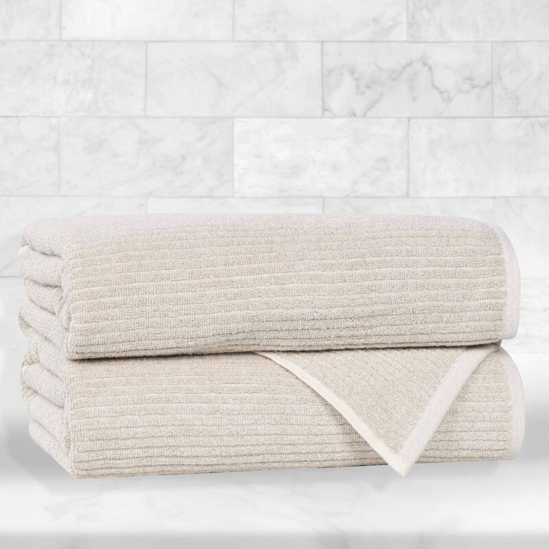 Superior Destin Viscose Cotton Blend Bath Towels, Set of 2 - Beige
