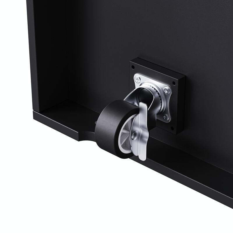 53" Rolling Kitchen Island with Drop Leaf, Power Outlet & Internal Door Storage, 5 Open Side Racks