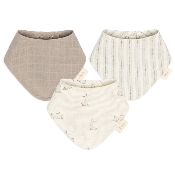 slide 2 of 14, Crane Baby Organic 3-pc. Bunny Bib Set Off White