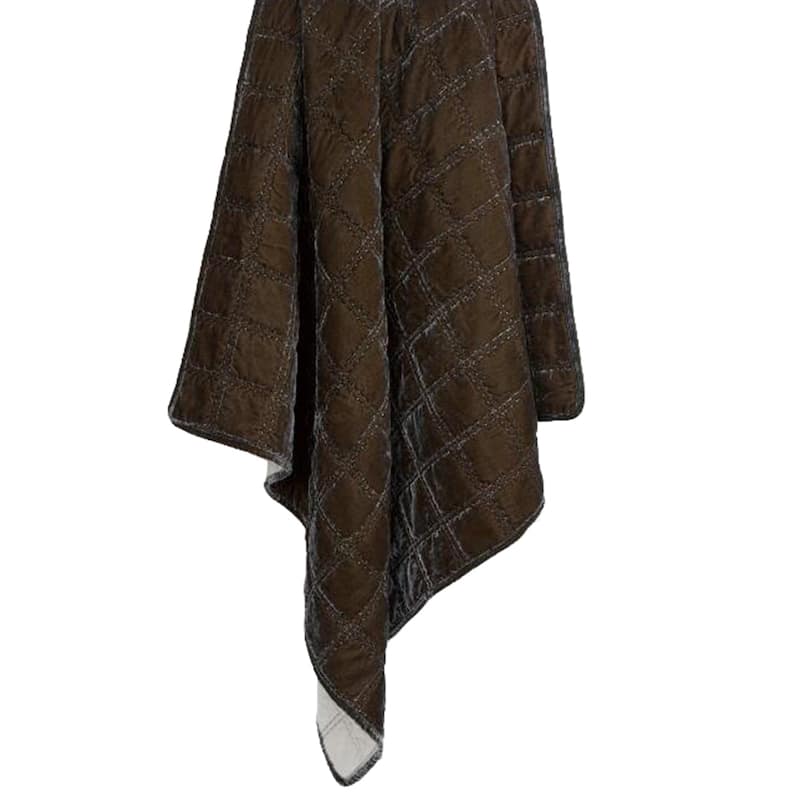 HiEnd Accents Stella Faux Silk Velvet Romantic Western Double Box Stitch Throw Blanket, 50"x60"