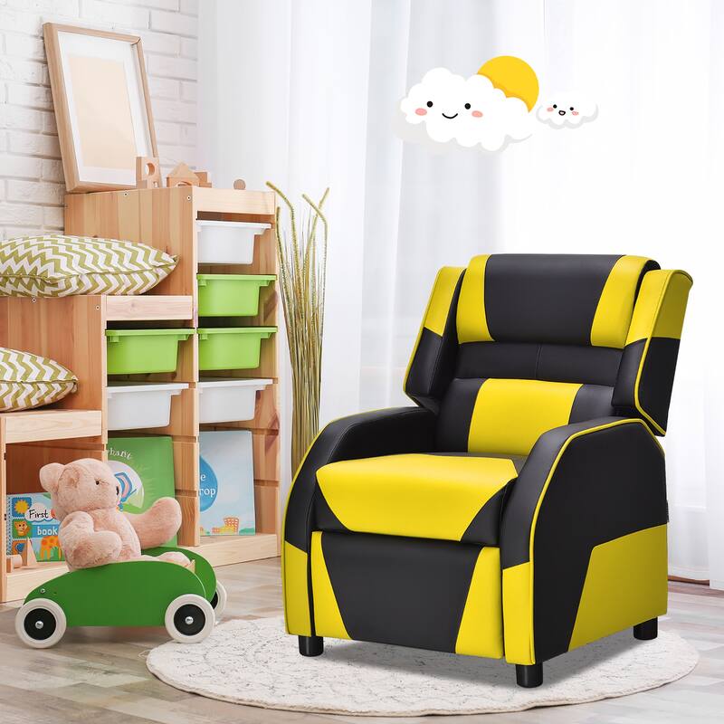 Costway Kids Youth Gaming Sofa Recliner w/Headrest & Footrest PU