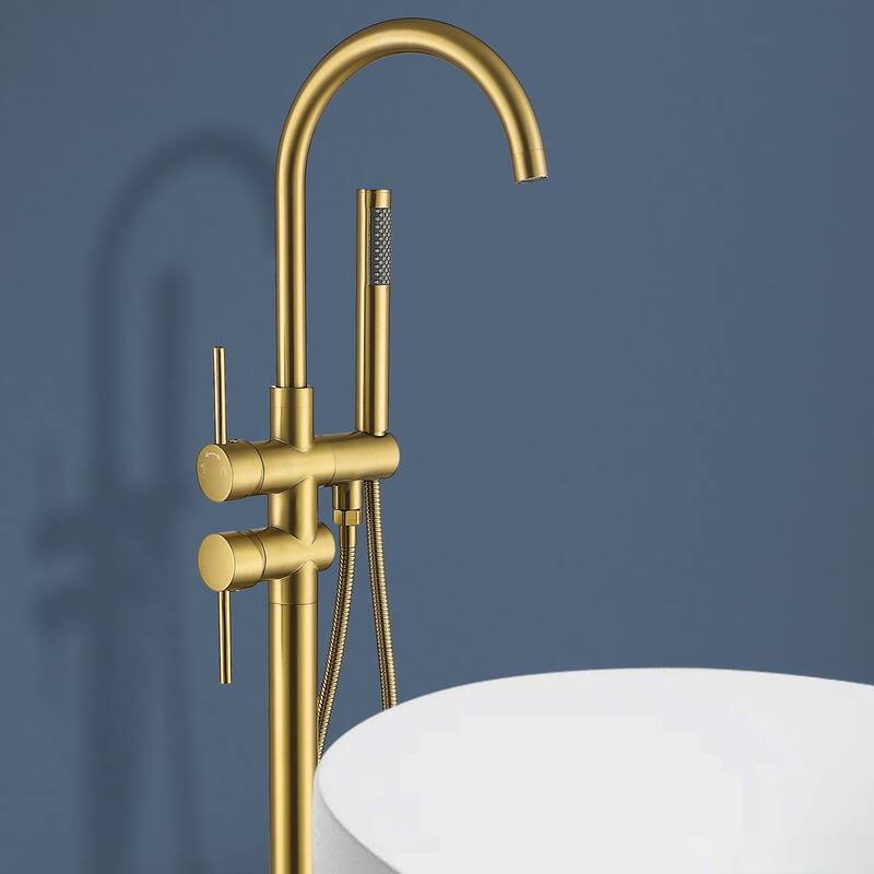 Topcraft Floor Mounted Bathtub Filler with Handheld Showerhead
