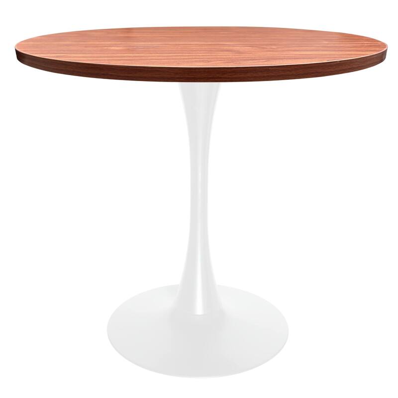 Bristol 36" Round Dining Table for 4 with MDF Top and Modern White Iron Base for Kitchen & Dining Room