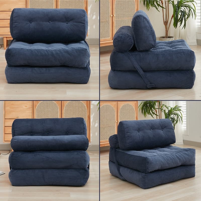 Mixoy W32''/W50'' Corded Velvet Fabric Folding Floor Lazy Futon Sofa Bed