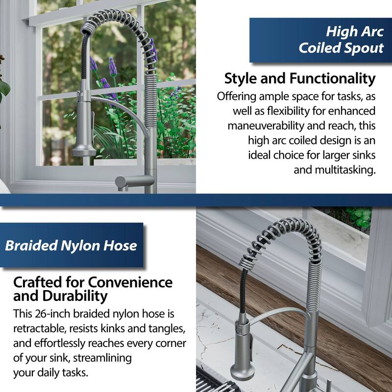 Karran Adlington KKF360 Single Handle Pull Down Sprayer Kitchen Faucet with Pot Filler