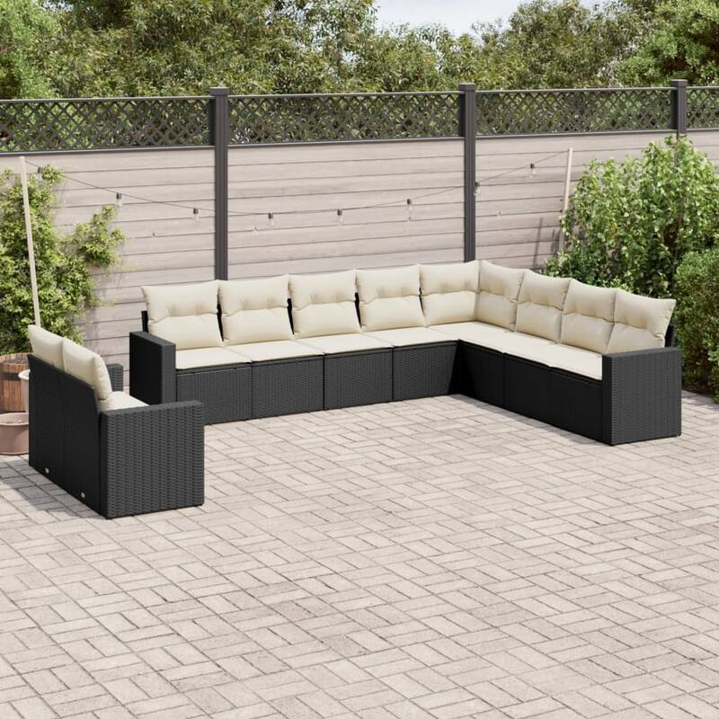 vidaXL Garden Sofa Set Black, Cream White - 24.4 x 25.8 x 27.2