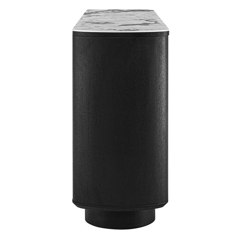 Spruce & Spring Modern Black Oak Sideboard with White Ceramic Top