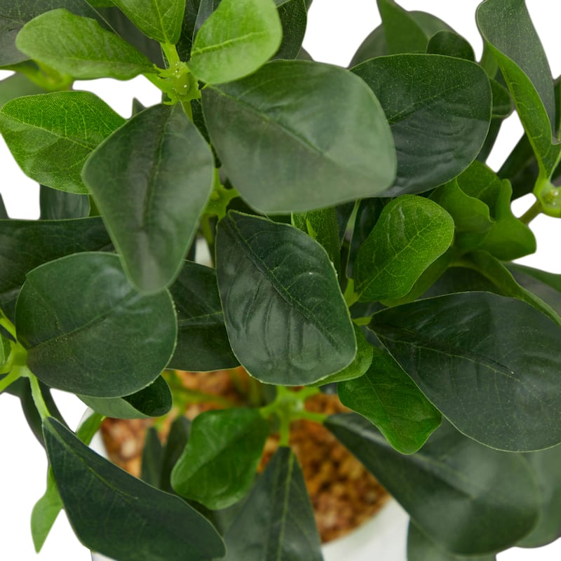 Faux Foliage Eucalyptus Artificial Plant with Realistic Leaves and White Marble Pot - Green - Roche River Decor