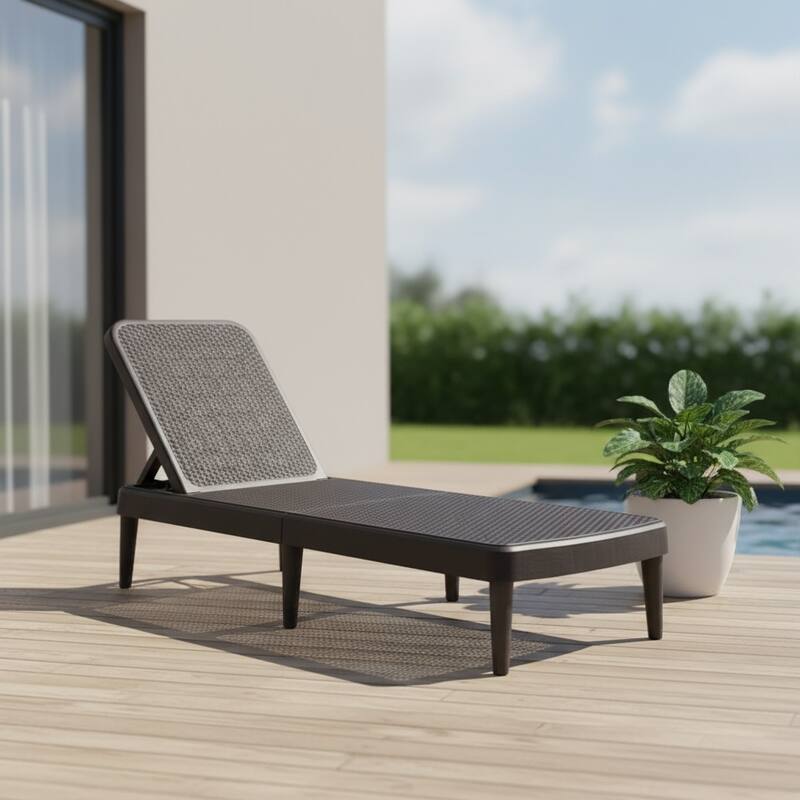 75" Brown Heavy Duty Plastic Outdoor Stacking Chaise Lounge - Brown