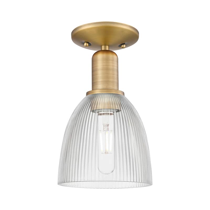 Innovations Lighting 716-1C-11-6 Castile Semi-Flush Castile 6" Wide - Brushed Brass / Clear