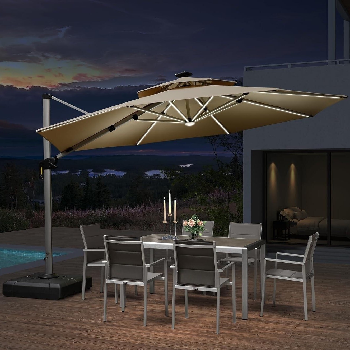 PURPLE LEAF 11ft Square Patio Cantilever Umbrella with Base - On Sale ...
