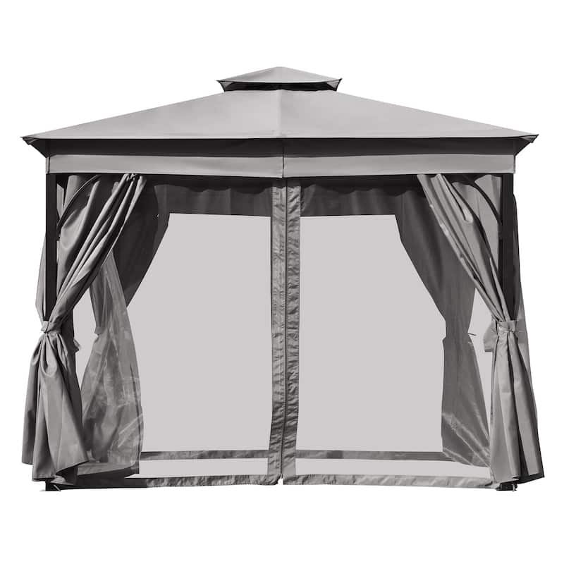 10x10 Gazebo with Privacy Screens - Double Roof, Mosquito Net, Shade & Rain Canopy for Backyard & Garden