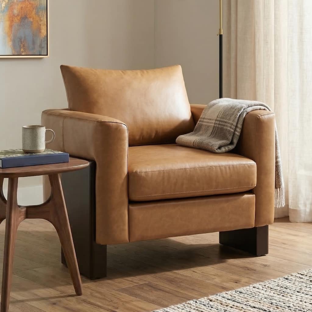 Christopher Knight Home - American Modern Upholstered Accent Chair with Rubberwood Legs for Living Room or Office