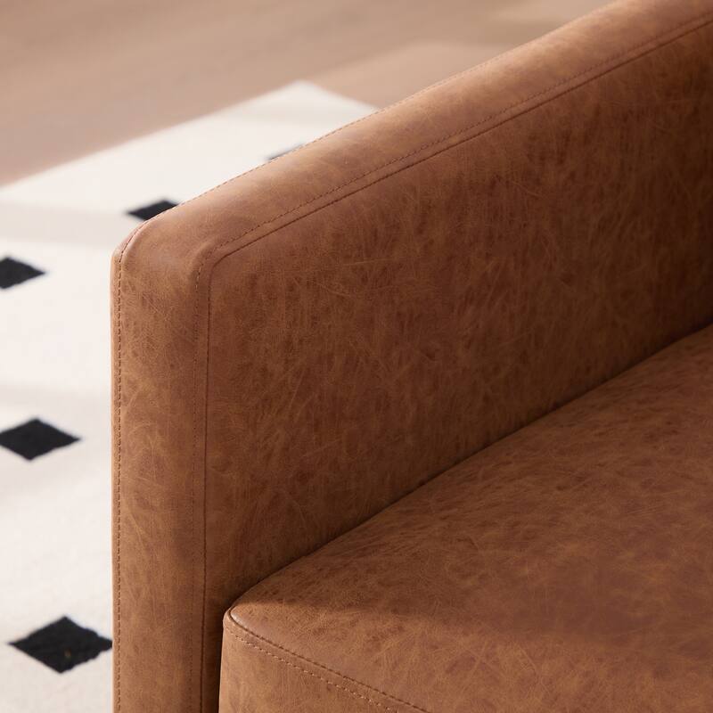 Modern PU Swivel Accent Chair with Armrest and Metal Base