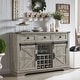 preview thumbnail 1 of 8, Farmhouse Bar Cabinet, Coffee/Wine Bar Cabinet w/Wine & Glass Rack Light Rustic Oak