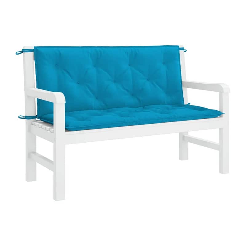 Claire Outdoor Cushion for Bench, 47 Inch Button Tufted Blue Fabric