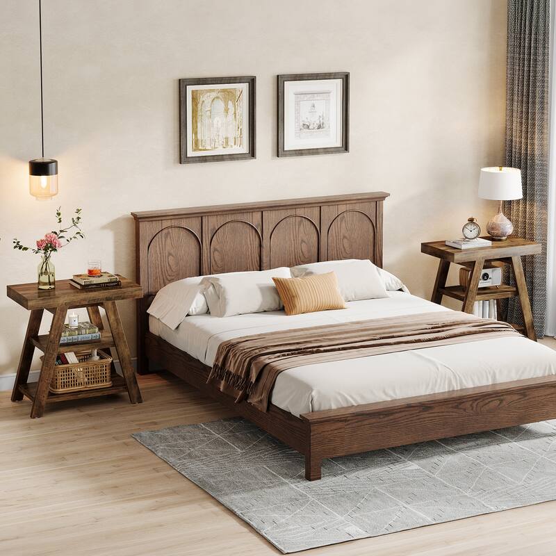 End Table with Storage, Wooden Side Table, Bedside Table for Living Room, Bedroom Small Spaces