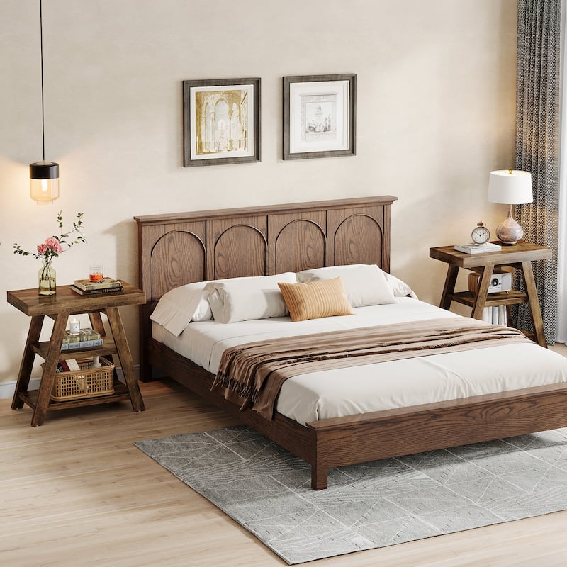 Side Table with Storage, Nightstand, Wooden End Table, Sofa/Bedside Table for Living Room, Bedroom