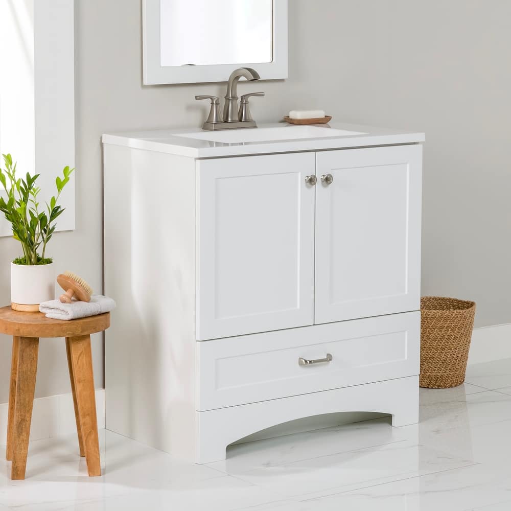 Spring Mill Cabinets Emlyn 30.5" Bathroom Vanity With Drawer and White Sink Top
