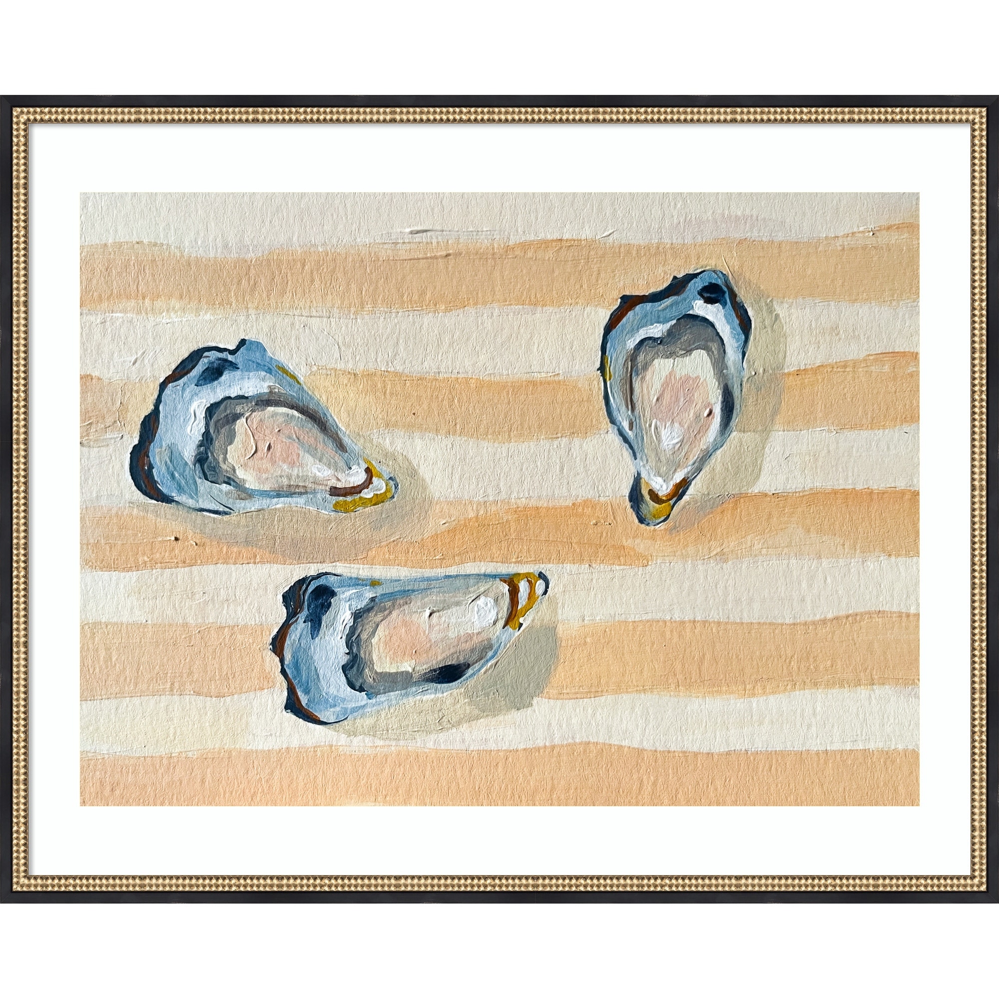 Painterly Shell on Beach Towel by Madison Phipps Wood Framed Wall Art Print