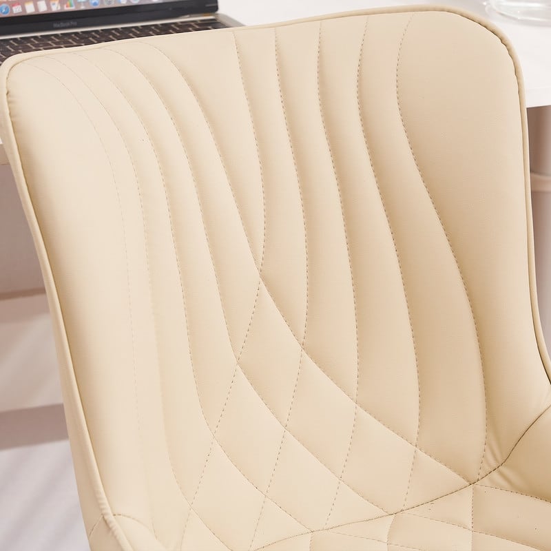 Modern Office Chair, Faux Leather Padded Desk Chair with Back, Wheels