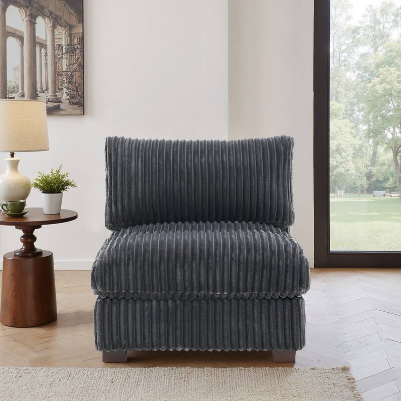 Plush Faux Fur Accent Sofa Chair - Armless chair - Grey