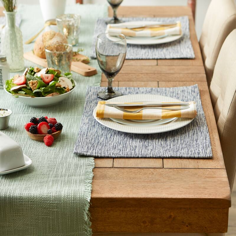 Light Grey And Off-White Tonal Recycled Cotton Slubby Rib Placemat (Set of 6) 13x19