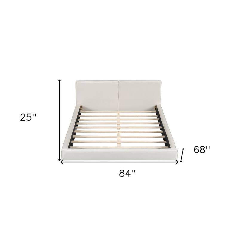 HomeRoots Beige Tufted Velvet Upholstered Queen Bed Frame