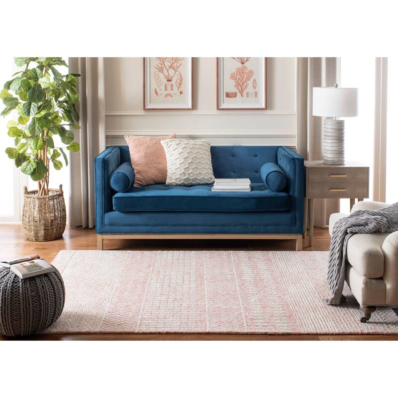SAFAVIEH Handmade Glamour Shag Modern Viscose Rug - 9' x 12' - Light Pink/Ivory