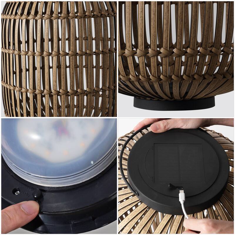 Nara Faux Indoor/Outdoor LED Solar Powered Lantern, By JONATHAN Y - 20.25