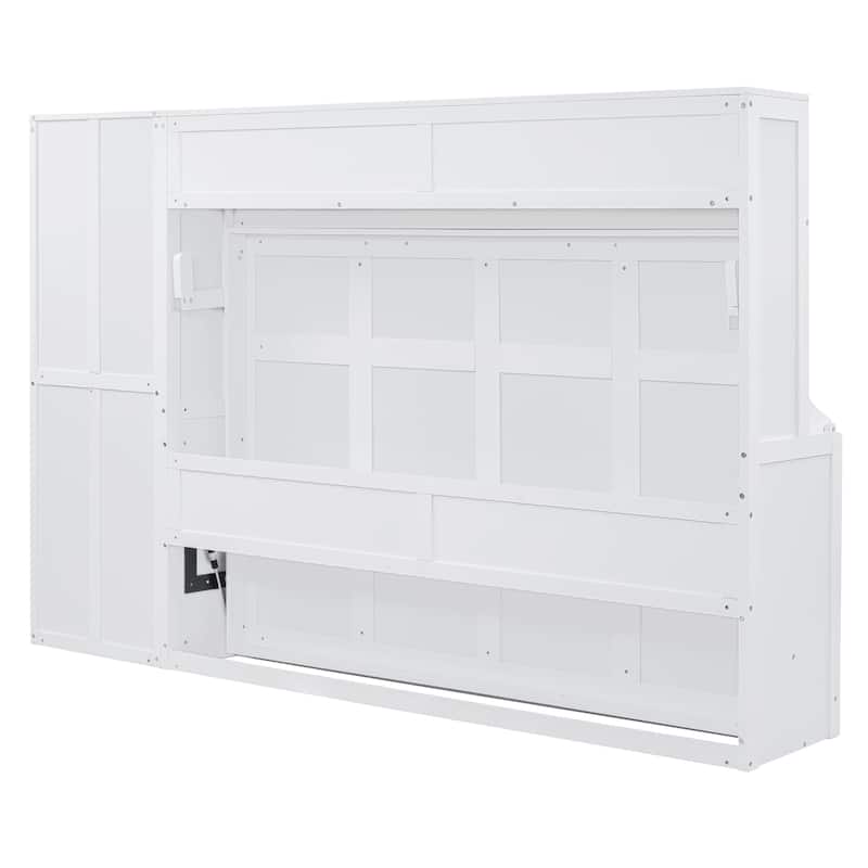 Full/Queen Smart Murphy Bed with Wardrobe & Storage, Space-Saving System