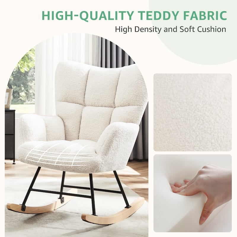 Teddy Upholstered Recliner Chair with High Back & Padded Seat for Nursery, Set of 2