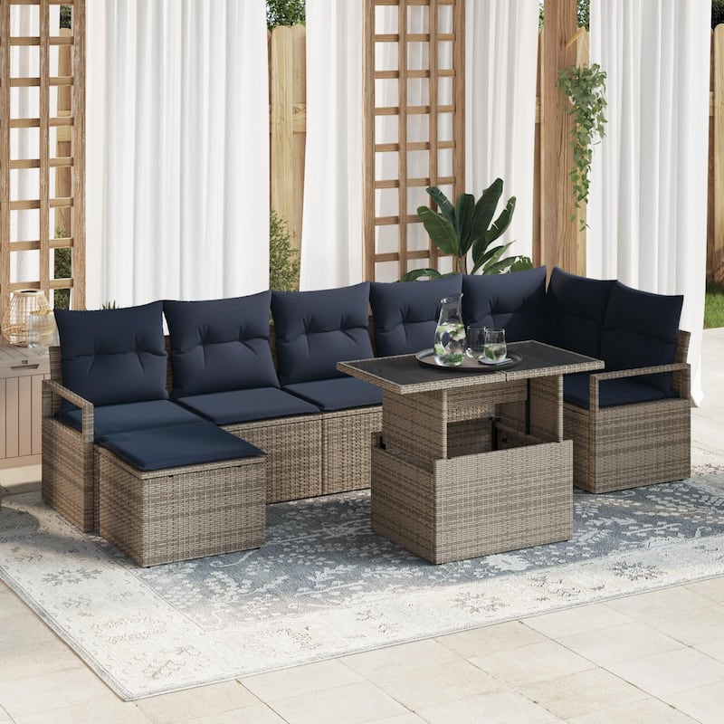 vidaXL 8 Piece Garden Sofa Set with Cushions - 113×48×27.2 - Grey