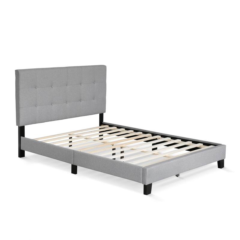 Button Tufted Bed Frame - Linen Upholstered King Size Platform Bed - Stylish Bedroom Decor