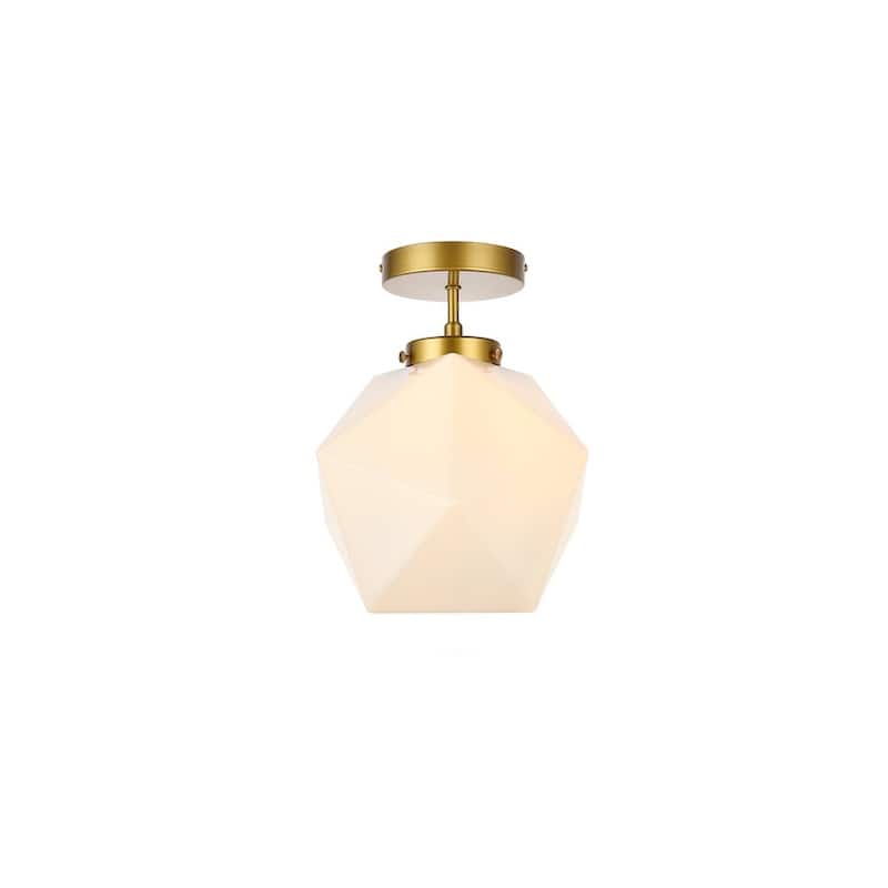 Lance 1 Light White Glass Flush Mount - 9.8 Inch