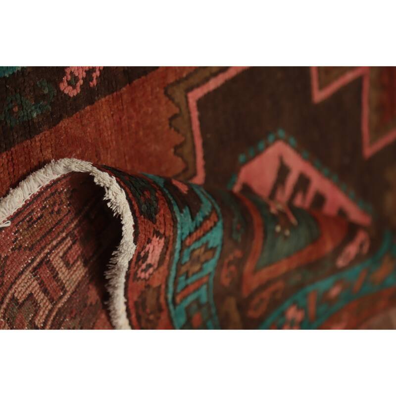 Hand Knotted Oriental 100% Wool Carpet Traditional Tribal Oranges & Rust Ardebil Runner Rug - 9' 1'' X 3' 9''