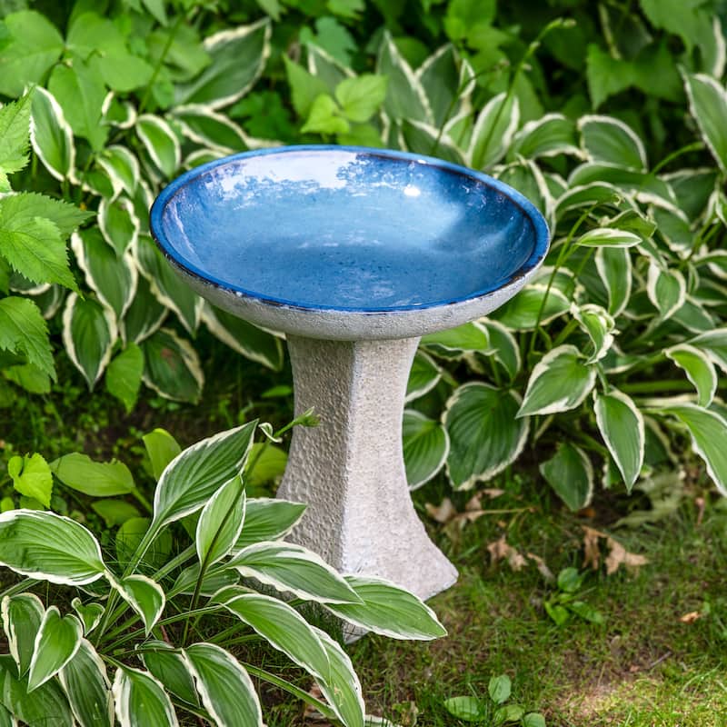 Sunnydaze Nantes Outdoor Ceramic Bird Bath - 16" H