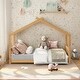 preview thumbnail 5 of 7, Wood Twin Size House Platform Kids Bed Frame with Roof, Headboard & Footboard, White